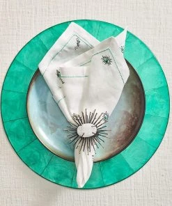 Kim Seybert Napkins Bohemia Napkin In White & Seafoam, Set Of 4