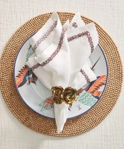 Kim Seybert Jardin Napkin In White & Red, Set Of 4 Napkins