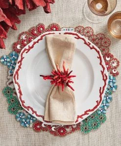 Kim Seybert Amalfi Napkin Ring In Coral, Set Of 4 In A Gift Box Napkin Rings