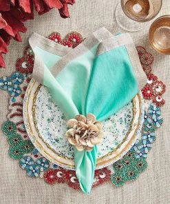 Kim Seybert Cozumel Placemat In Turquoise, Coral, & Gold, Set Of 2 Placemats