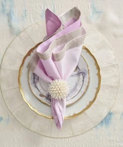 Kim Seybert Zinnia Napkin Ring In Pearl, Set Of 4