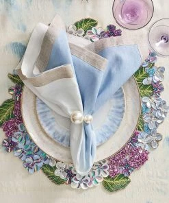 Kim Seybert Dip Dye Napkin In White & Periwinkle, Set Of 4 Napkins