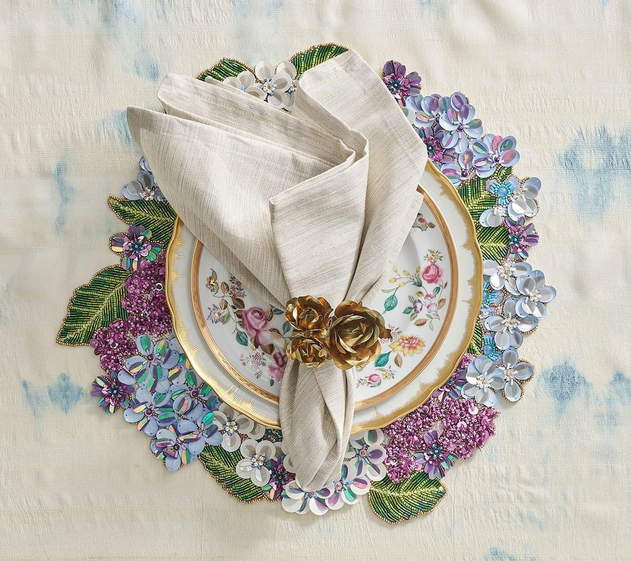 Kim Seybert Bouquet Napkin Ring In Gold, Set Of 4 Napkin Rings