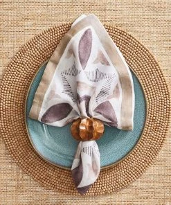 Kim Seybert Valencia Napkin In White & Brown, Set Of 4