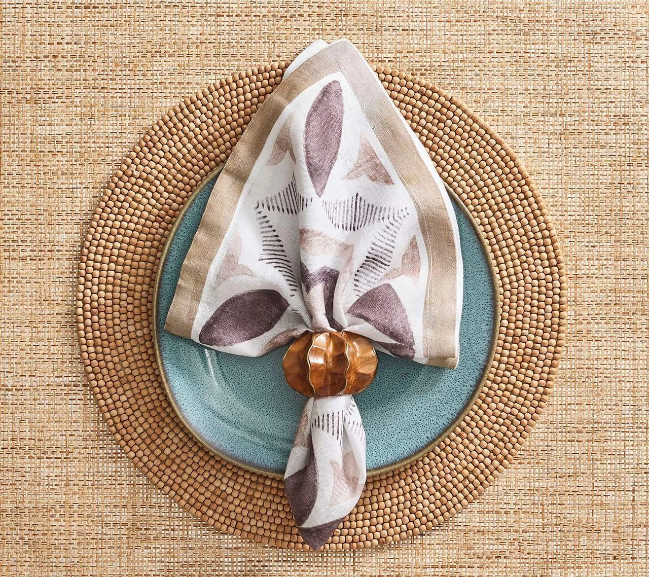 Kim Seybert Valencia Napkin In White & Brown, Set Of 4