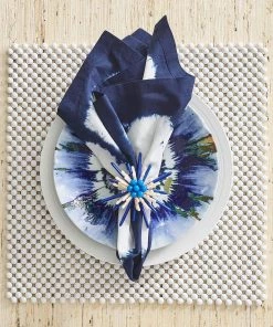 Kim Seybert Capri Napkin Ring In Navy & White, Set Of 4