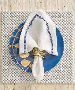 Kim Seybert Filament Napkin In White & Navy, Set Of 4