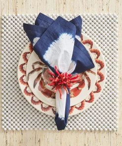 Kim Seybert Napkins Congo Napkin In White & Blue, Set Of 4