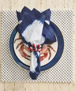 Kim Seybert Napkins Congo Napkin In White & Blue, Set Of 4