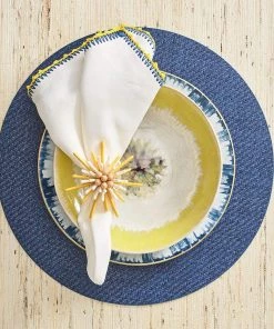 Kim Seybert Capri Napkin Ring In Yellow & White, Set Of 4