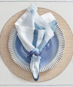 Kim Seybert Napkin Rings Sea Stone Napkin Ring In Navy, Set Of 4