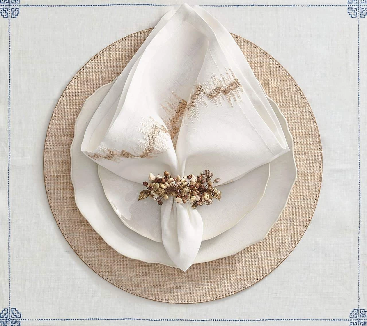 Kim Seybert Cozumel Napkin Ring In Natural, Set Of 4
