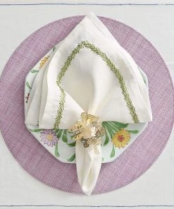 Kim Seybert Napkins Jardin Napkin In White & Green, Set Of 4
