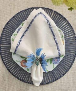 Kim Seybert Filament Napkin In White & Navy, Set Of 4