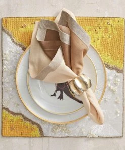 Kim Seybert Napkins Dip Dye Napkin In White & Beige, Set Of 4