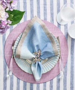 Kim Seybert Tablecloths Linea Tablecloth In White & Blue