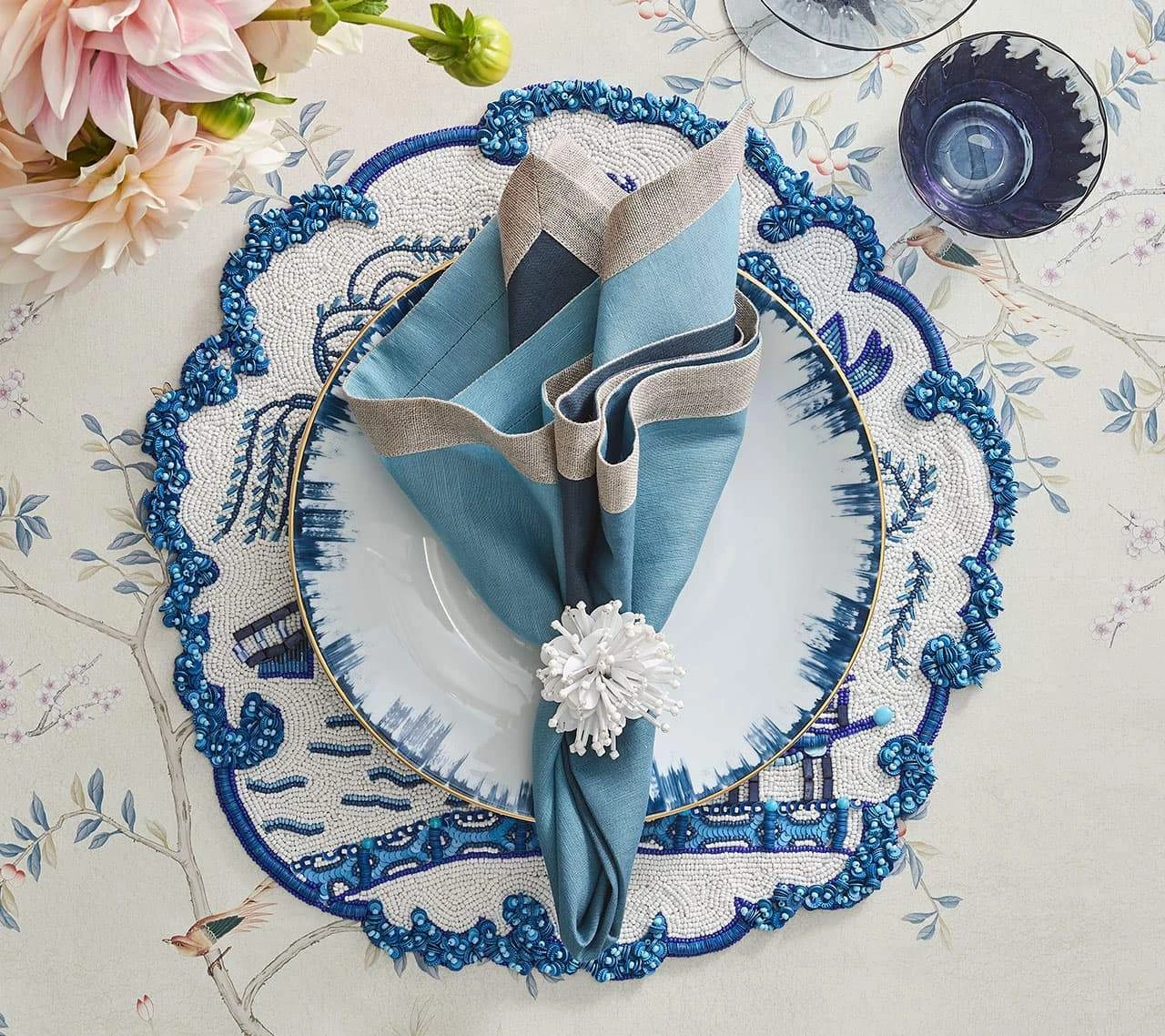 Kim Seybert Starburst Napkin Ring In White, Set Of 4