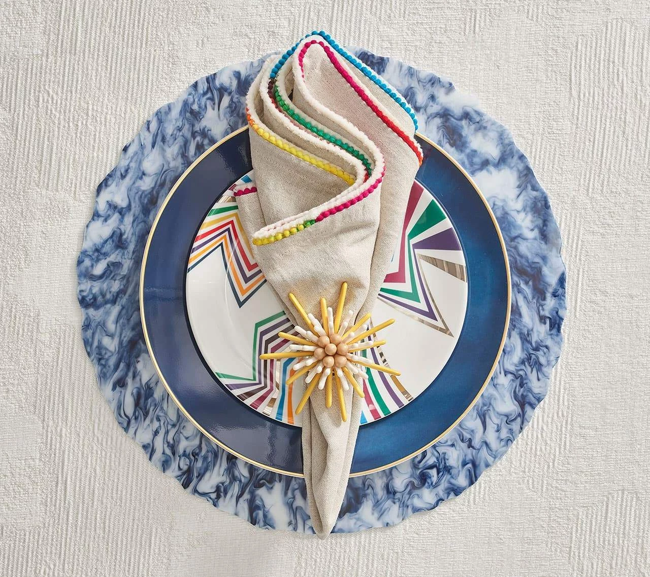 Kim Seybert Placemats Waves Placemat In White & Navy, Set Of 4