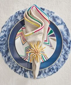 Kim Seybert Capri Napkin Ring In Yellow & White, Set Of 4