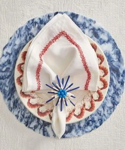 Kim Seybert Placemats Waves Placemat In White & Navy, Set Of 4