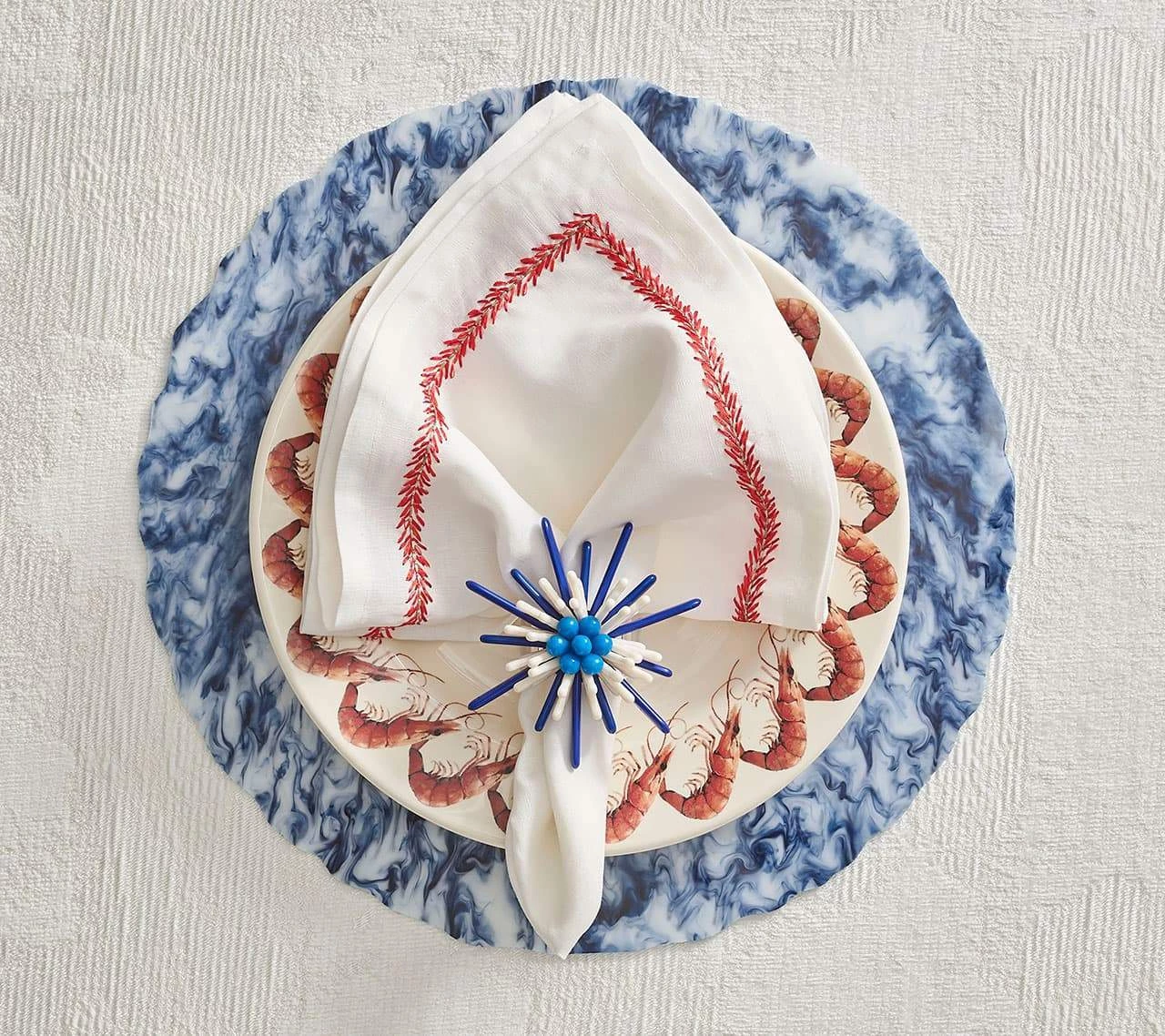 Kim Seybert Placemats Waves Placemat In White & Navy, Set Of 4