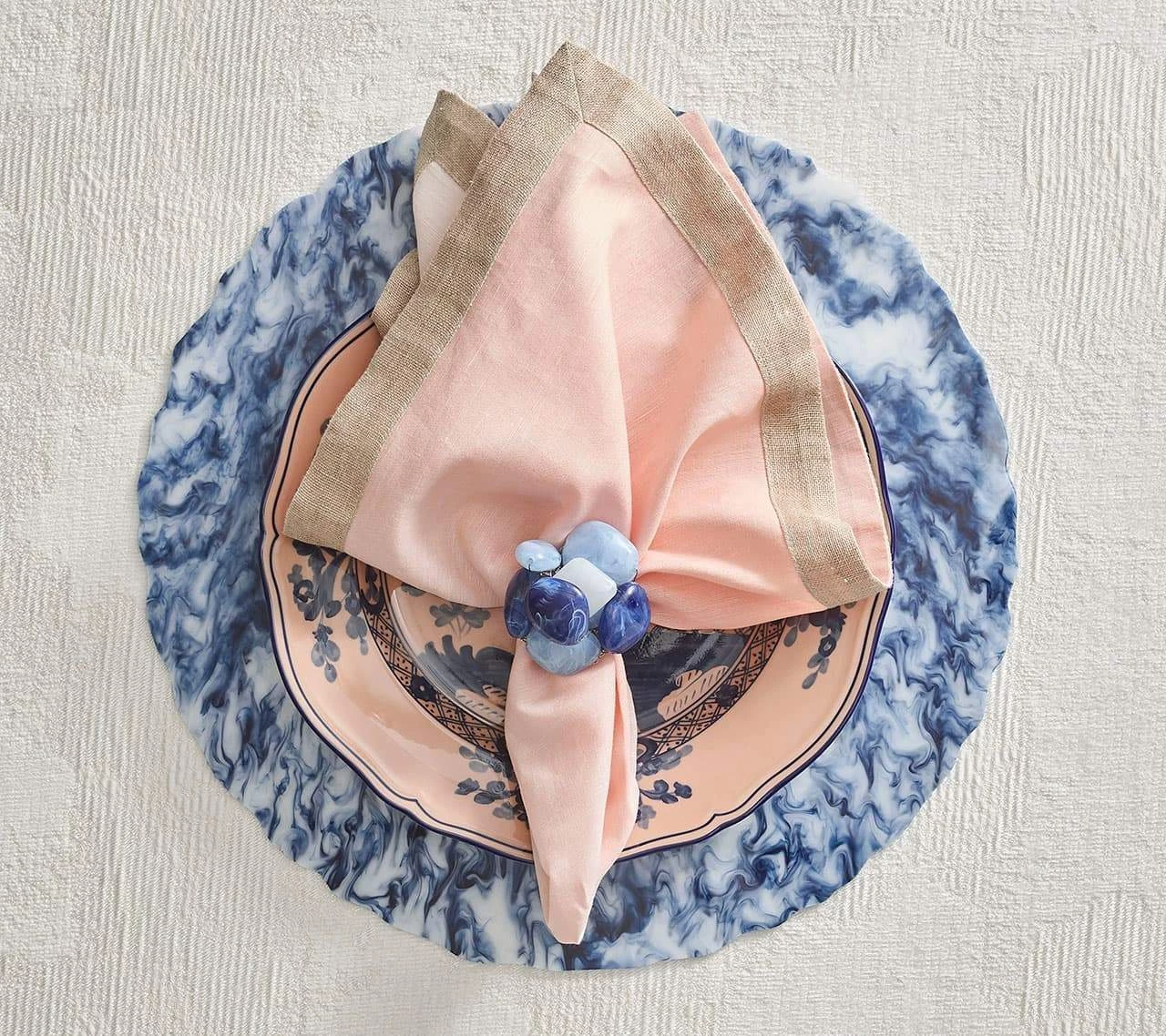 Kim Seybert Placemats Waves Placemat In White & Navy, Set Of 4