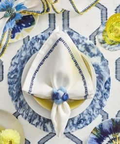 Kim Seybert Filament Napkin In White & Navy, Set Of 4