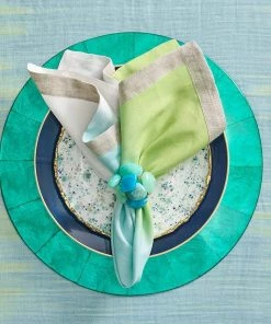 Kim Seybert Sea Stone Napkin Ring In Seafoam, Set Of 4