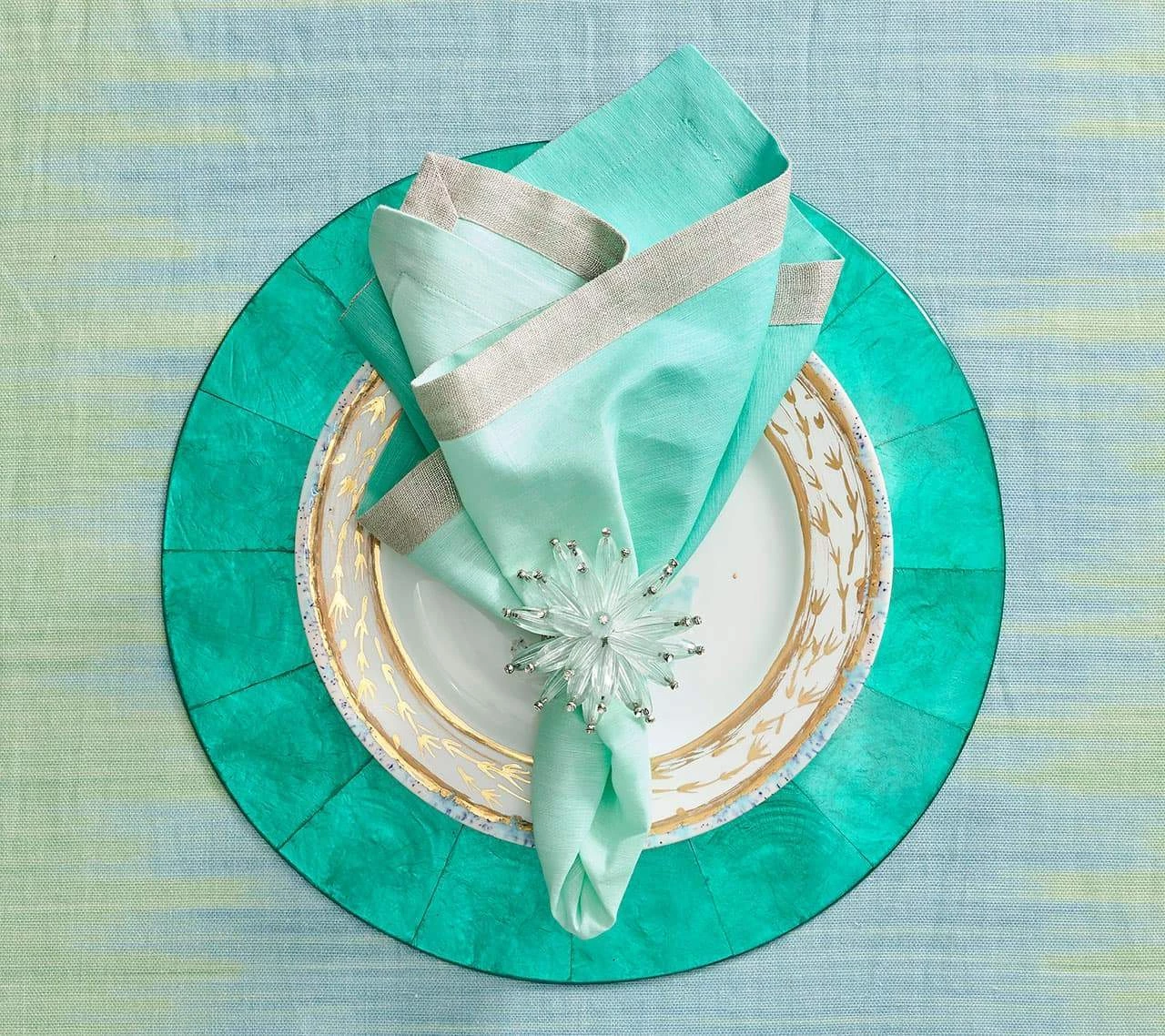 Kim Seybert Constellation Napkin Ring In Seafoam, Set Of 4