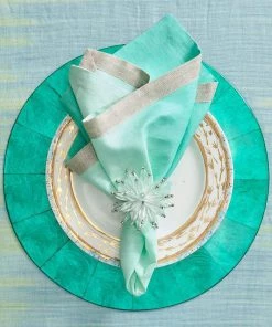 Kim Seybert Napkins Dip Dye Napkin In Mint & Silver, Set Of 4
