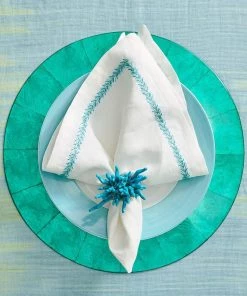 Kim Seybert Amalfi Napkin Ring In Turquoise, Set Of 4 In A Gift Box Napkin Rings