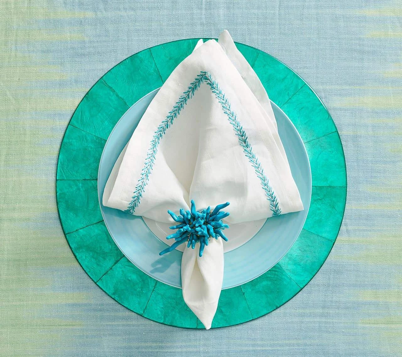 Kim Seybert Amalfi Napkin Ring In Turquoise, Set Of 4 In A Gift Box Napkin Rings