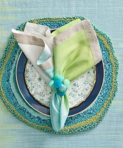 Kim Seybert Sea Stone Napkin Ring In Seafoam, Set Of 4