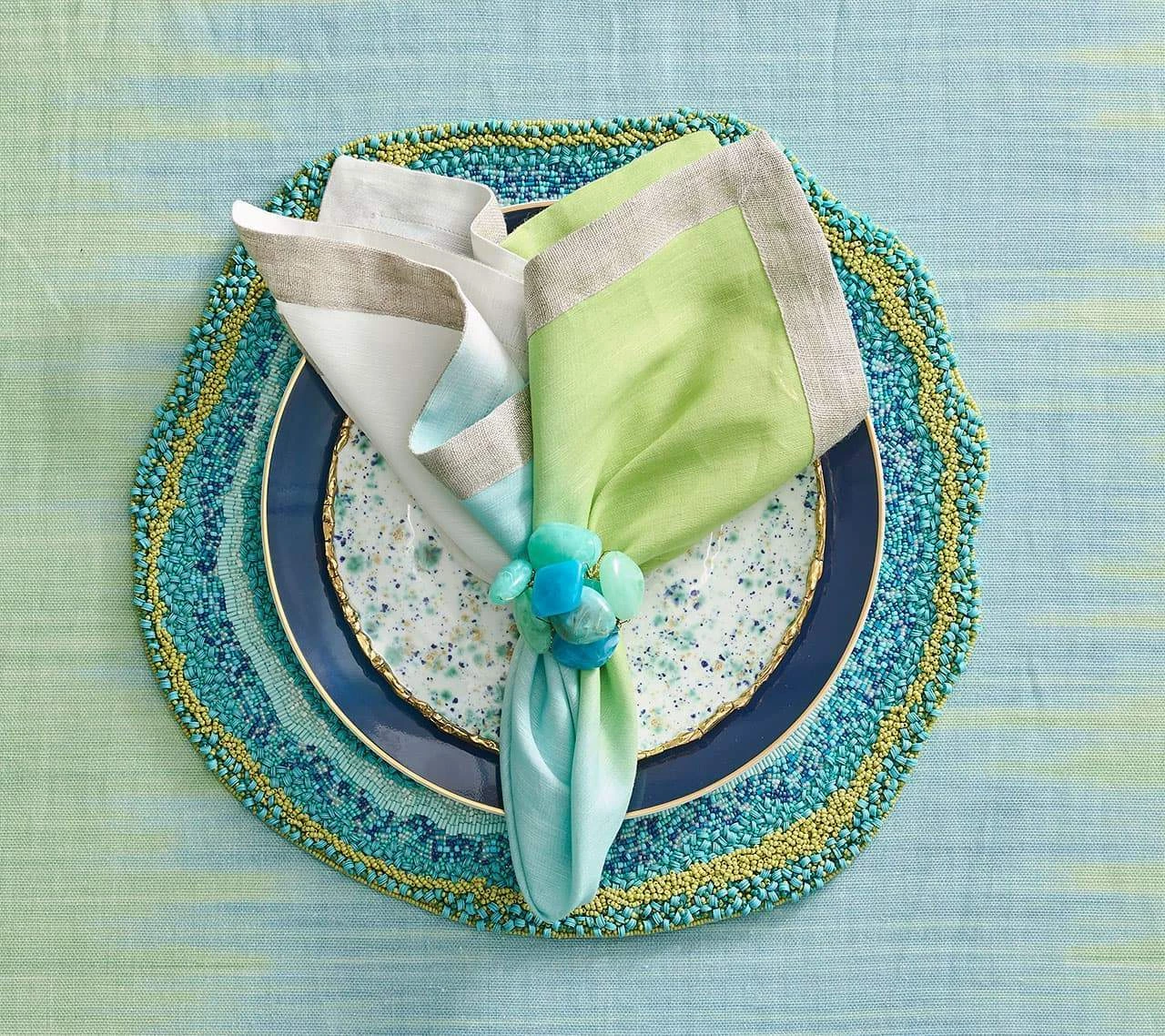 Kim Seybert Sea Stone Napkin Ring In Seafoam, Set Of 4