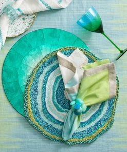 Kim Seybert Dip Dye Napkin In Blue & Green, Set Of 4