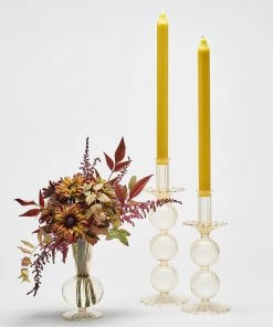 Kim Seybert, Inc. Iris Tall Candle Holder In Champagne, Set Of 2 In A Box Decor