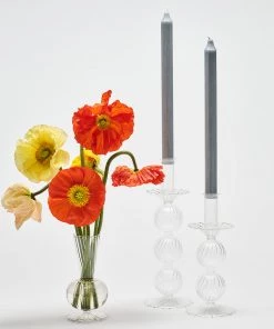 Kim Seybert, Inc. Bella Short Candle Holder In Clear, Set Of 2 In A Box Home Decor