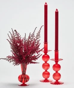 Kim Seybert, Inc. Tess Bud Vase In Red, Set Of 3 In A Box