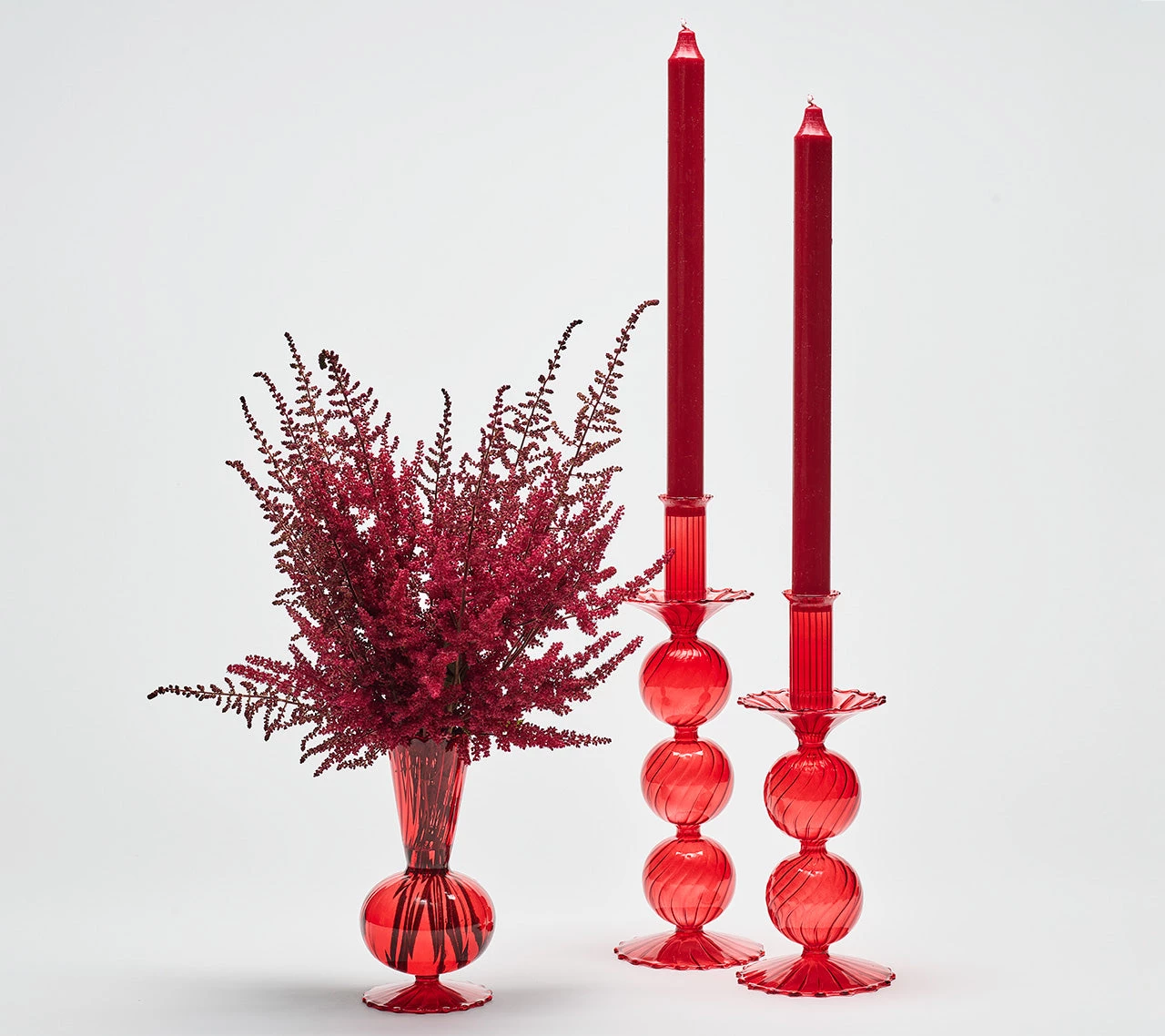 Kim Seybert, Inc. Tess Bud Vase In Red, Set Of 3 In A Box