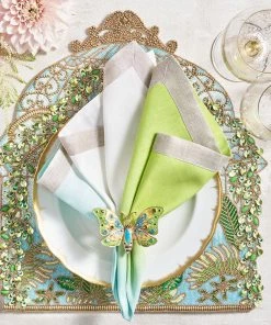 Kim Seybert Napkin Rings Arbor Napkin Ring In Blue & Green, Set Of 4 In A Gift Box