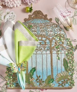 Kim Seybert Napkin Rings Arbor Napkin Ring In Blue & Green, Set Of 4 In A Gift Box