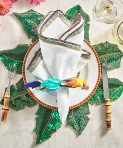 Kim Seybert Placemats Banana Palm Placemat In Green & Gold, Set Of 4