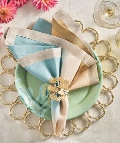 Kim Seybert Napkins Dip Dye Napkin In Natural & Seafoam, Set Of 4