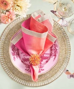 Kim Seybert Zinnia Napkin Ring In Pink & Orange, Set Of 4 Napkin Rings