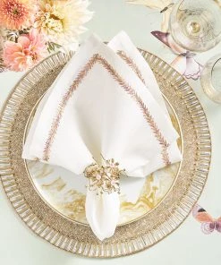 Kim Seybert Napkin Rings Flora Napkin Ring In Blush & Gold, Set Of 4