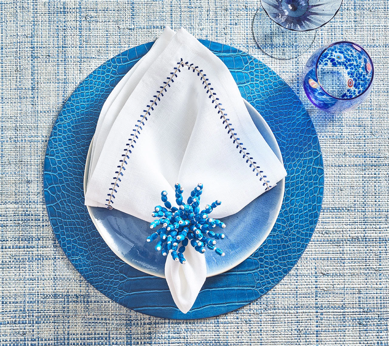 Kim Seybert Croco Placemat In Sapphire, Set Of 4