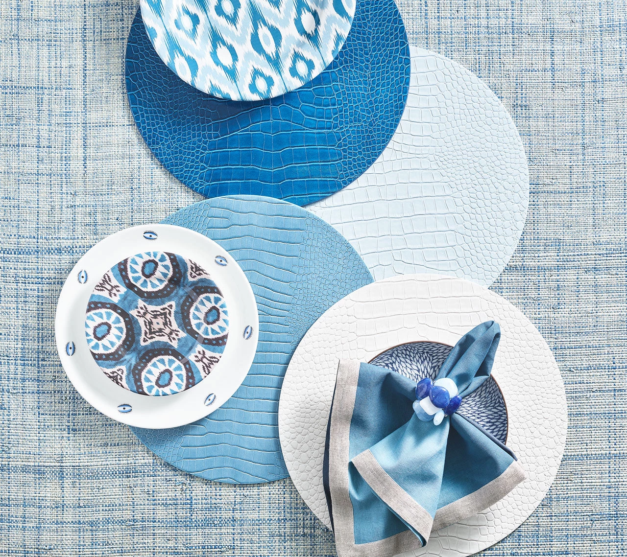Kim Seybert Croco Placemat In Sapphire, Set Of 4