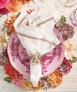 Kim Seybert Napkin Rings Flora Napkin Ring In Blush & Gold, Set Of 4