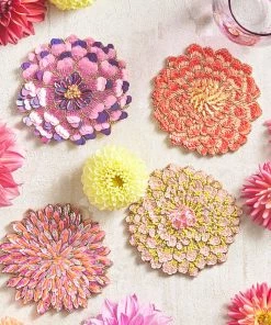 Kim Seybert Dinnerware/Barware Dahlia Drink Coasters, Set Of 4 In A Gift Bag