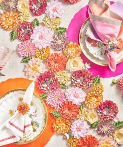 Kim Seybert Zinnia Napkin Ring In Pink & Orange, Set Of 4 Napkin Rings